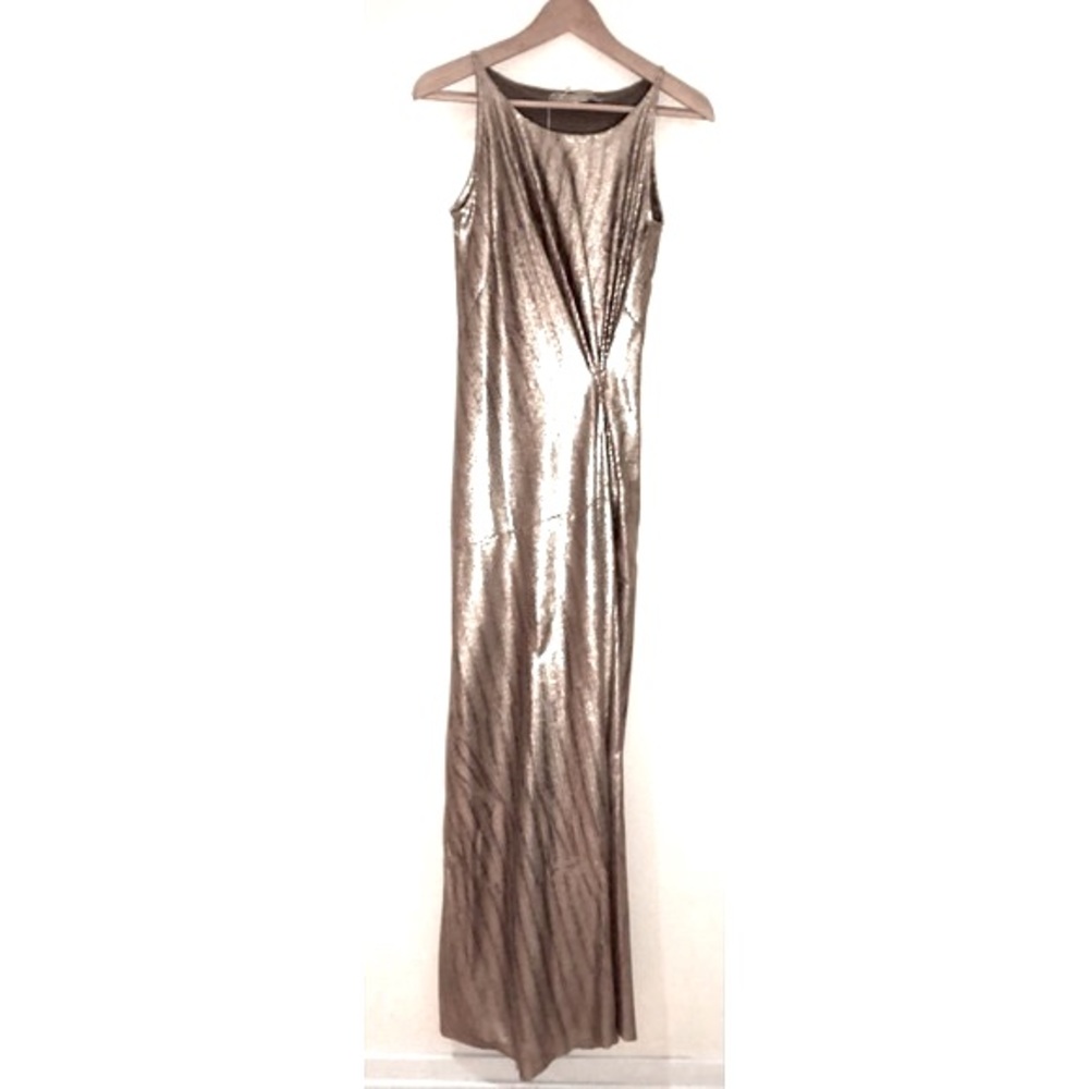 Acqua Studio Sequins Dress Gown Maxi Shiny Sparkle Sparkly Gold Flowy Runway 2